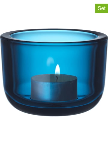 Iittala 2-delige set: windlichten "Valkea" turquoise - Ø 6 cm
