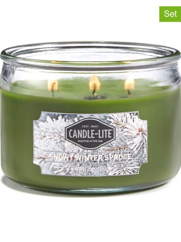 CANDLE-LITE 2-delige set: geurkaarsen "Snowy Winter Spruce" groen - 2x 283g