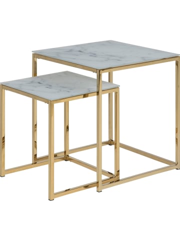 AC Design Set van twee tafels "Alisma" wit/goudkleurig