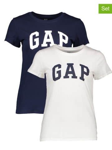 GAP 2er-Set: Shirts in Dunkelblau/ Weiß