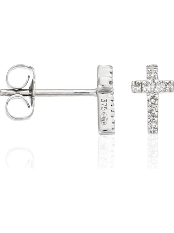 DIAMANTA Witgouden oorstekers "Jolie croix" met diamanten