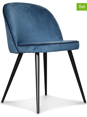 Deco Lorrie Krzesła (2 szt.) "Ingrid" w kolorze niebieskim - 48 x 77 x 50 cm