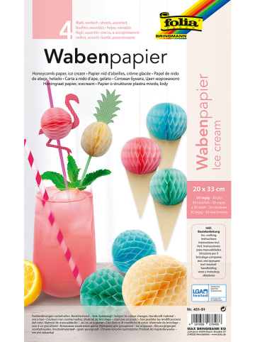 Folia Wafelpapier "Ice Cream" meerkleurig - 4 vellen - (L)33 x (B)20 cm