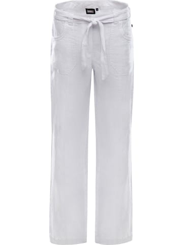 MARINEPOOL Lniane spodnie "Philippa" w kolorze białym