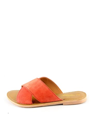 Manoukian shoes Skórzane klapki "Inasse" w kolorze pomarańczowym