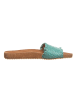 Cinque Leren slippers turquoise