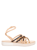Michela Leren sandalen goudkleurig/zwart/nude