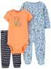 Carter's 3-delige outfit oranje/lichtblauw/donkerblauw