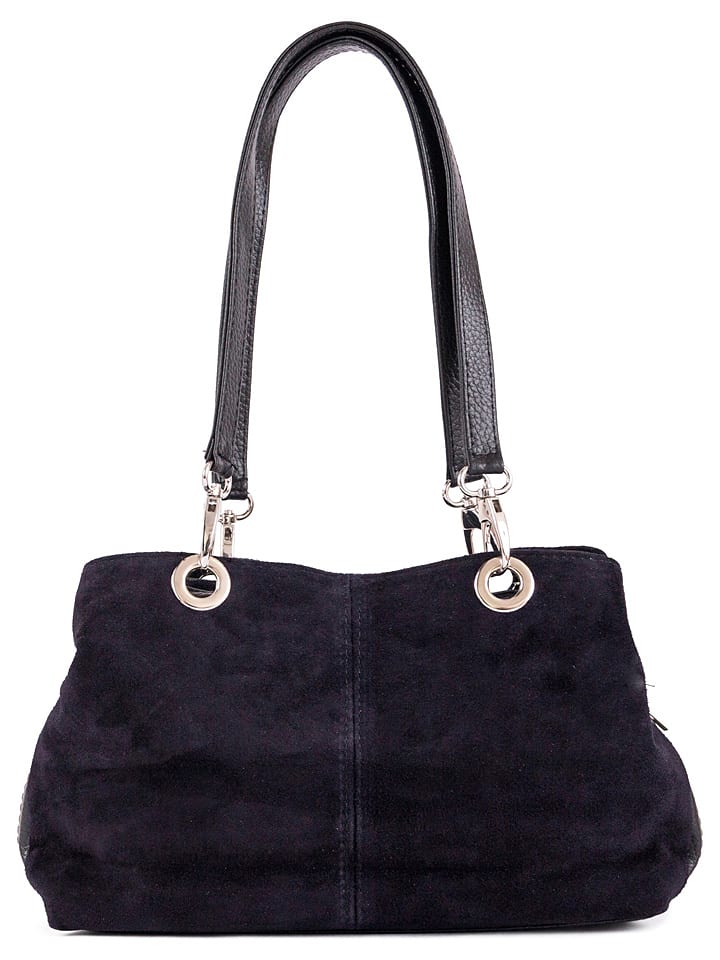 Leren schoudertas "Alvo" donkerblauw - (B)32 x (H)20 x (D)14 cm