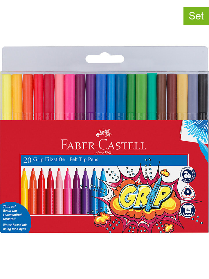 2-delige set: viltstiften "Grip Colour" - 2x 20 stuks