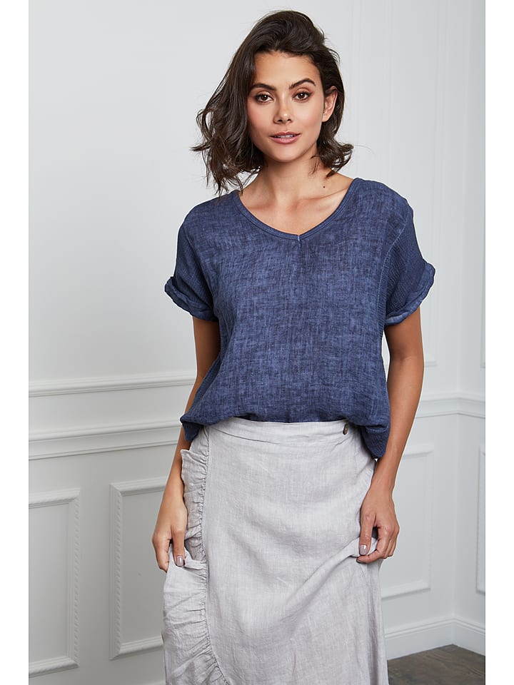 Leinen-Shirt "Fabius" in Dunkelblau