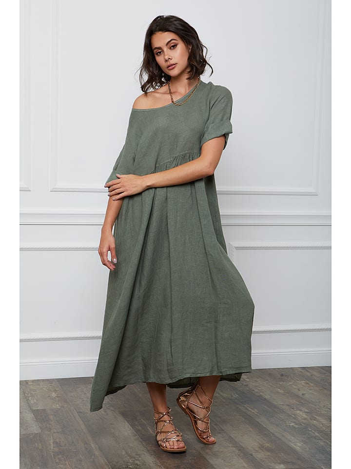 Leinen-Kleid "Gustavo" in Khaki
