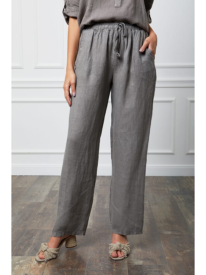 Linnen broek "Honas" taupe