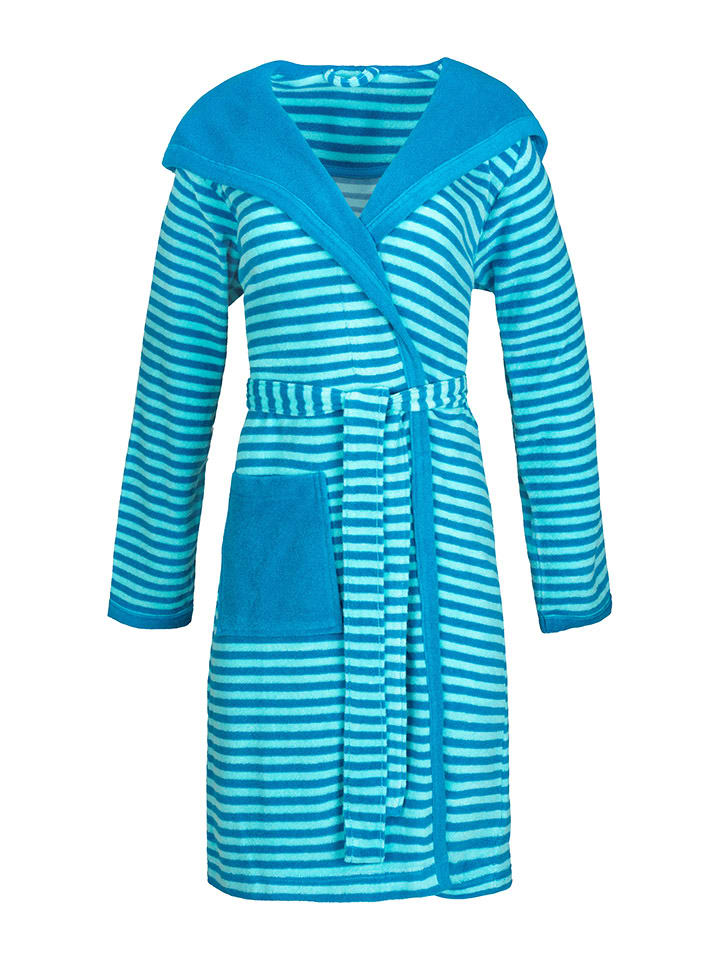 Badjas "Striped Hoody" turquoise/blauw