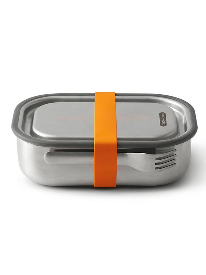 Lunchbox in Silber/ Orange - (B)20 x (H)6,5 x (T)15 cm