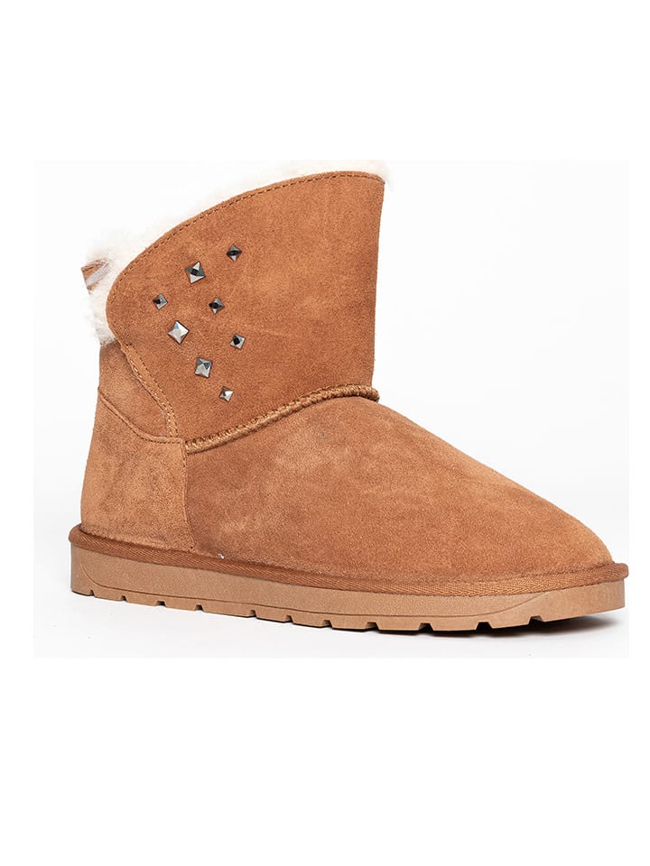Leder-Winterboots "Suzie" in Hellbraun