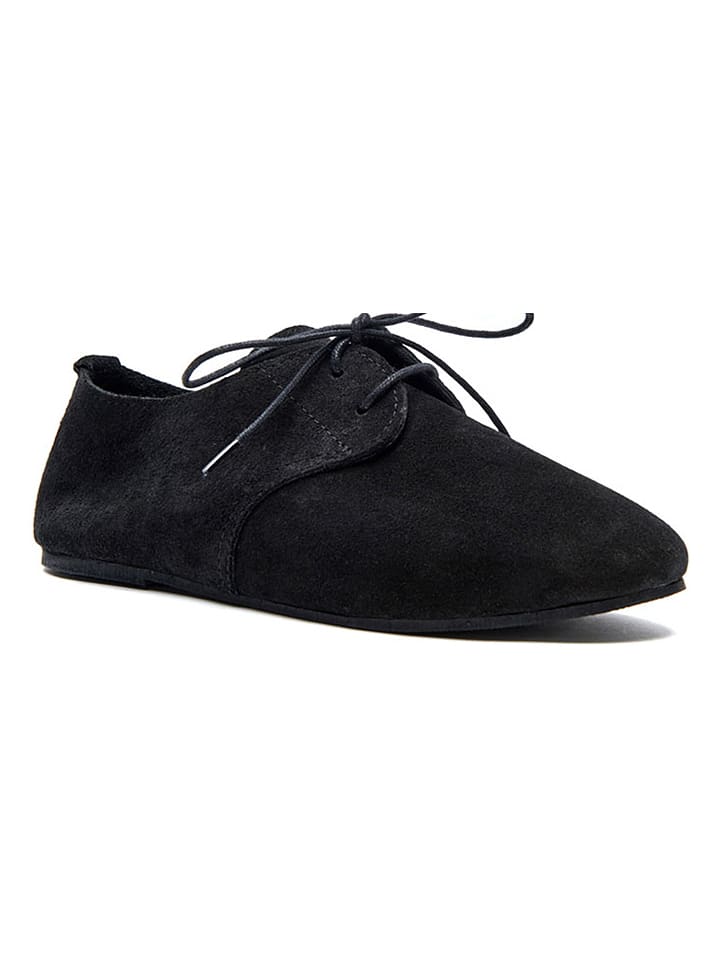 Leder-Schnürschuhe in Schwarz