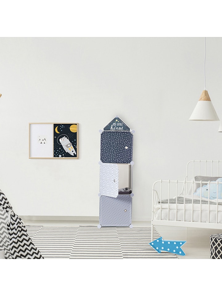 Modulair wandmeubel "Armoire" wit/blauw - (B)34 x (H)110 x (D)32 cm