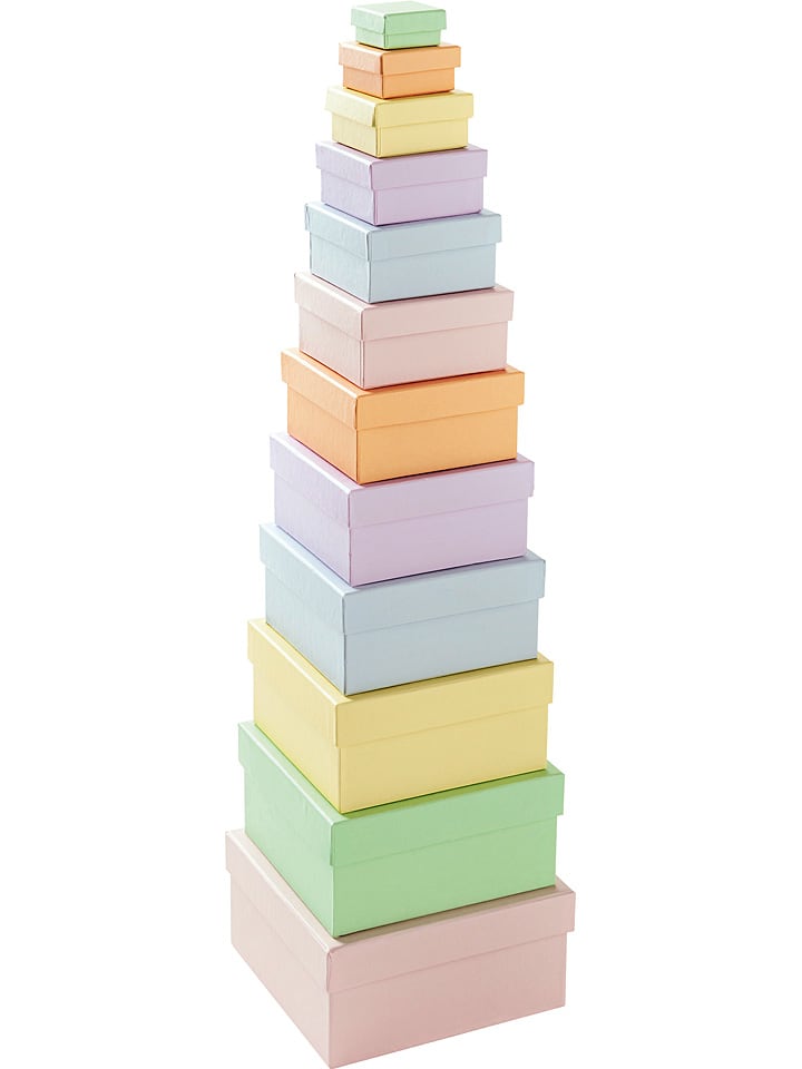 Kartonnen boxen "Pastel" meerkleurig - 12 stuks