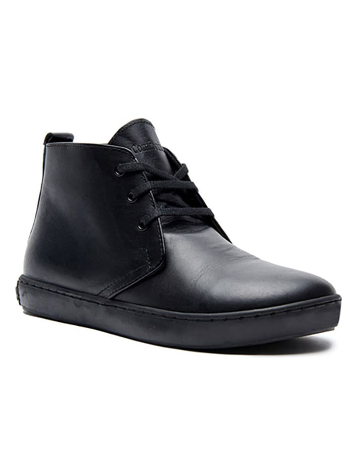 Leder-Schnürschuhe in Schwarz