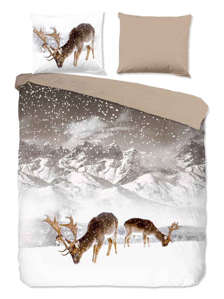Flanellen beddengoedset "Winter Sand" beige