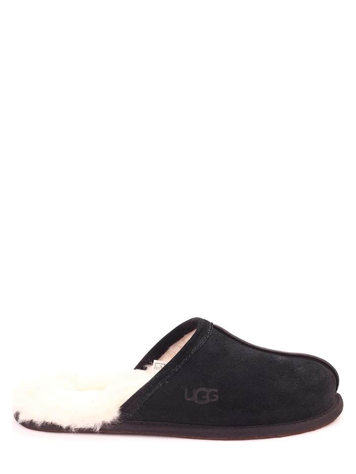 Leder-Hausschuhe "Scuff" in Schwarz