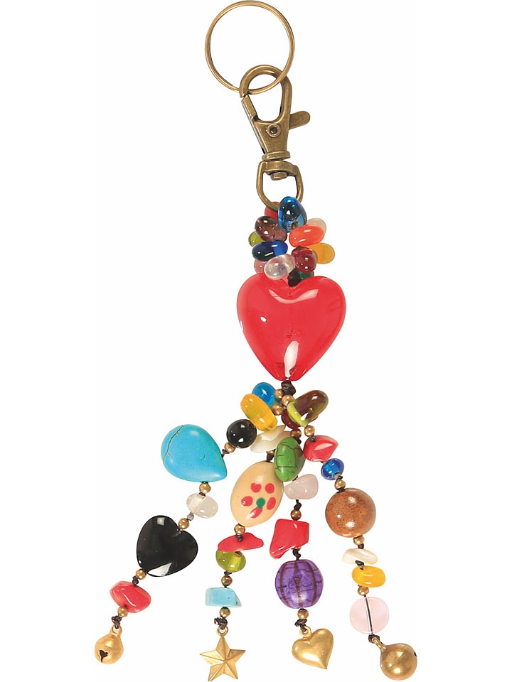 Brelok "Heart" w kolorze czerwonym ze wzorem - dł. 18 cm
