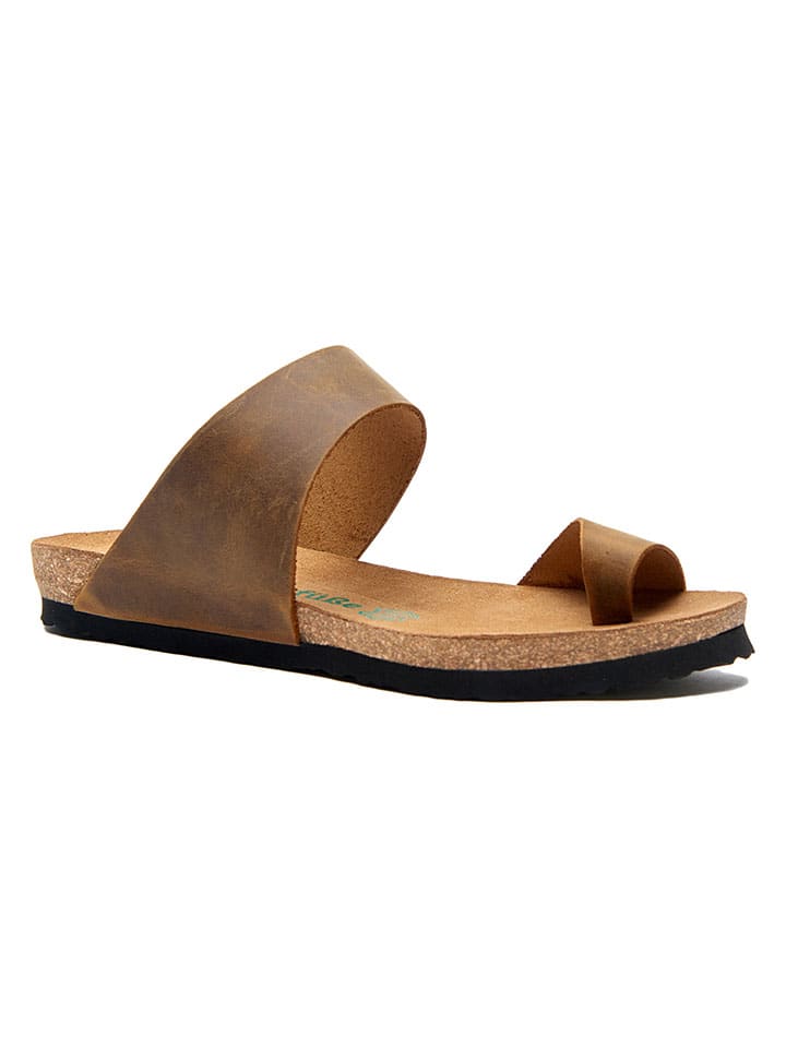 Skórzane japonki w kolorze brązowym