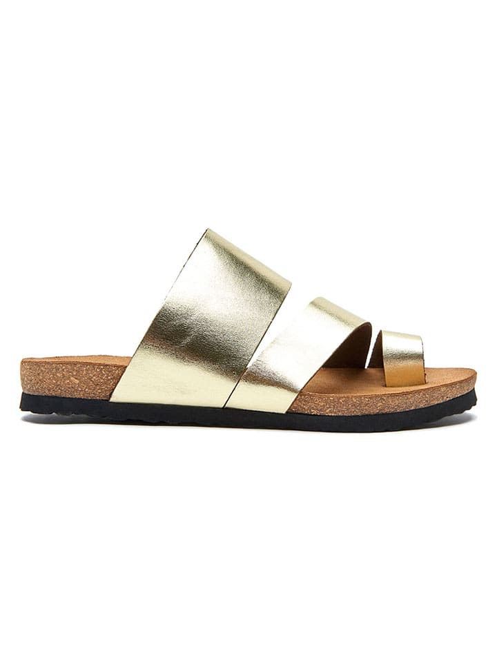 Leder-Zehentrenner in Gold