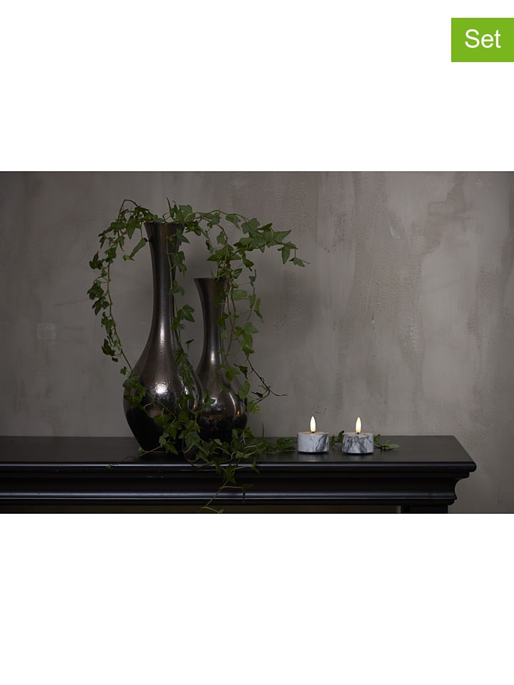 Świece LED (2 szt.) "Flame Marble" w kolorze szarym - wys. 6 x Ø 5,5 cm
