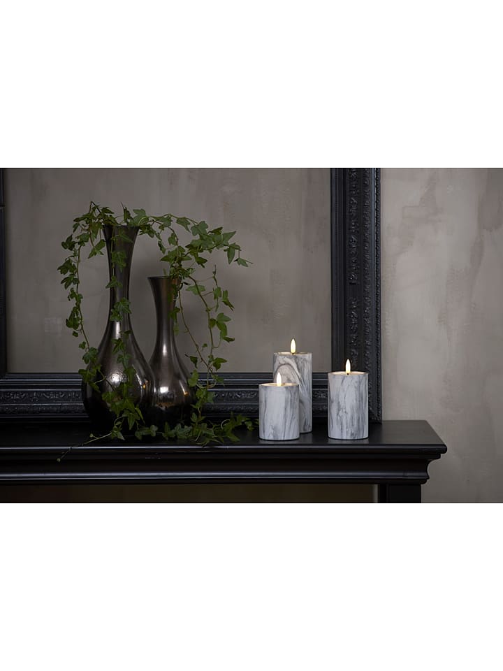 Świeca LED "Flame Marble" w kolorze szarym - wys. 12,5 x Ø 7,5 cm