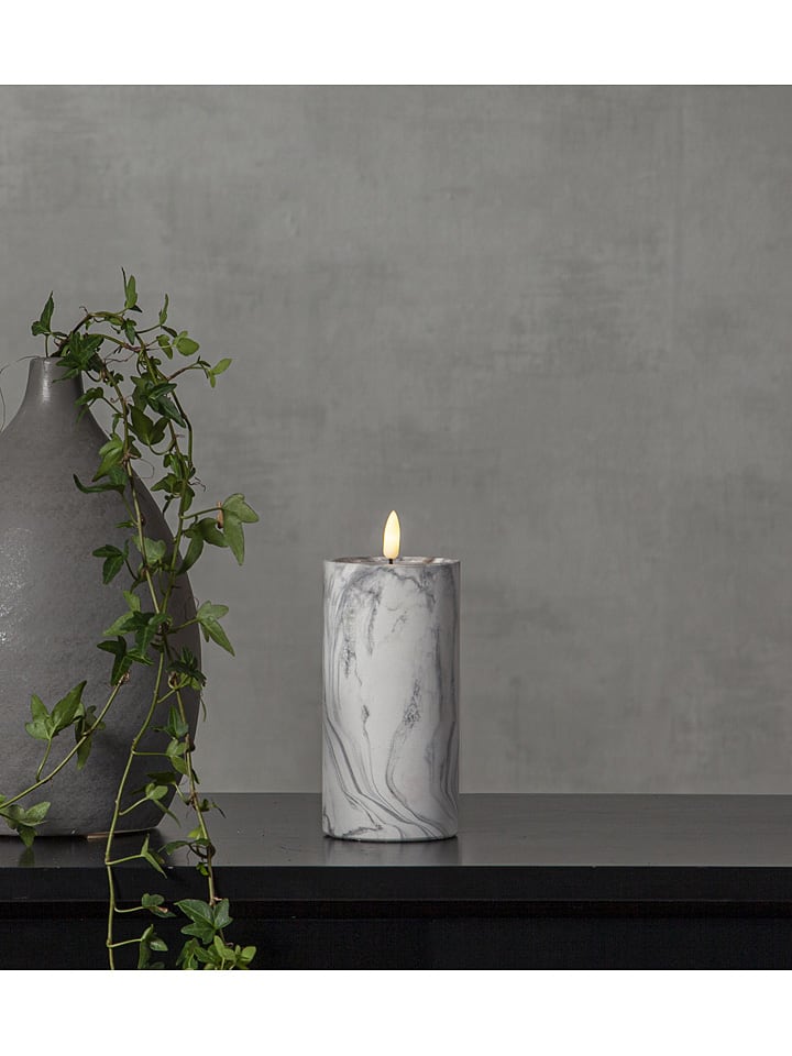 Świeca LED "Flame Marble" w kolorze szarym - wys. 17,5 x Ø 7,5 cm