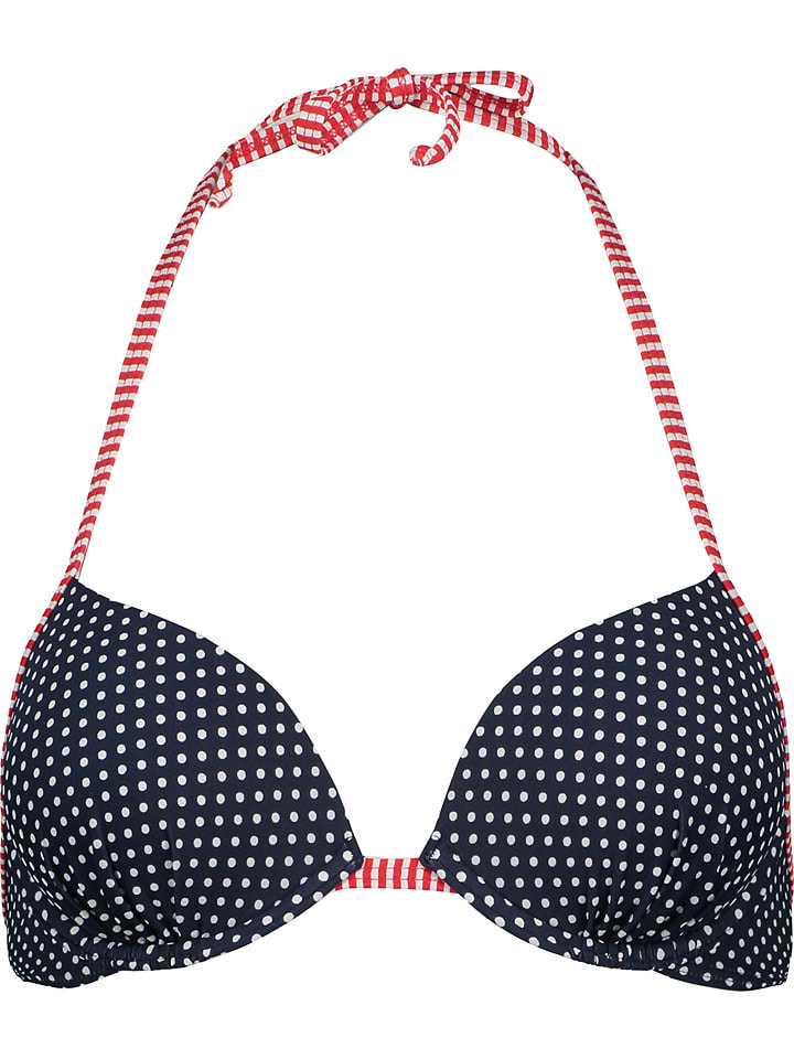 Biustonosz bikini w kolorze granatowo-czerwonym