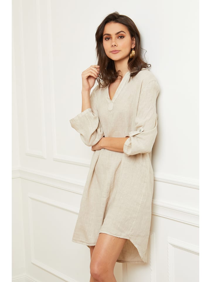 Linnen jurk beige hotsell