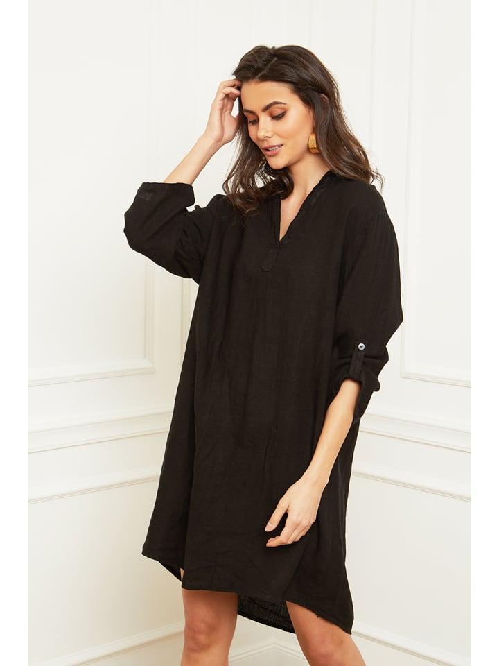 Leinen-Kleid "Basta" in Schwarz