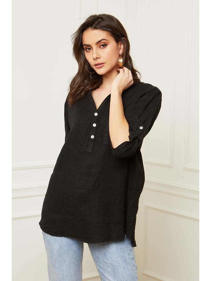Leinen-Bluse "Bjorg" in Schwarz