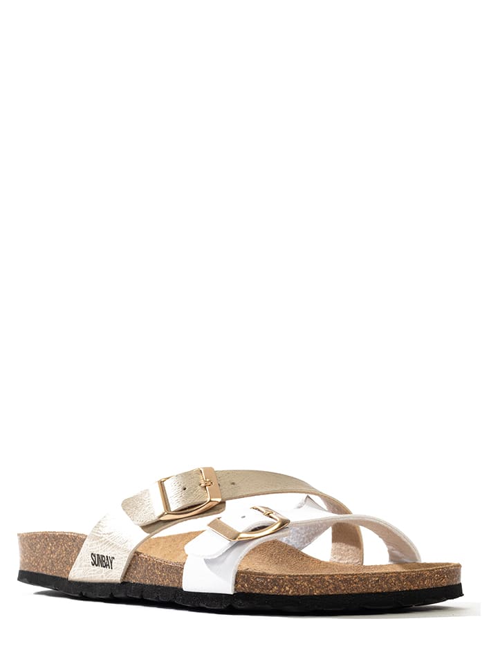 Slippers "Bambou" wit/goudkleurig