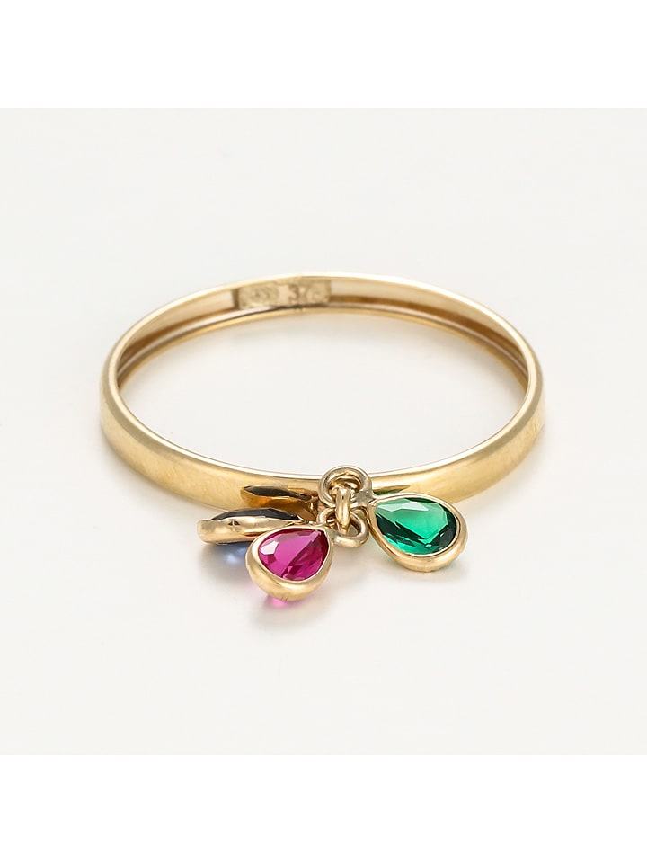 Gold-Ring "3 Pierres de couleurs" mit Edelsteinen