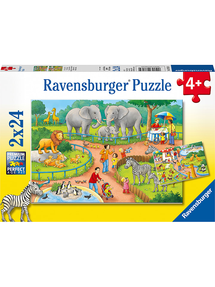2x24tlg. Puzzle "Ein Tag im Zoo" - ab 4 Jahren