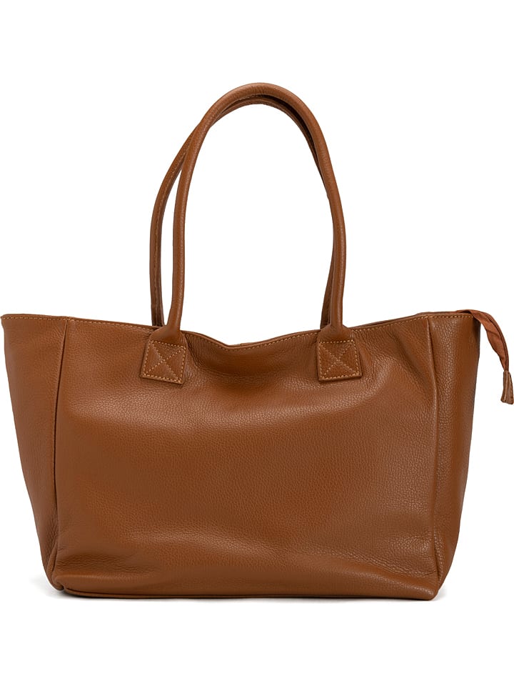 Leren schoudertas "Zuara" lichtbruin - (B)35 x (H)27 x (D)16 cm