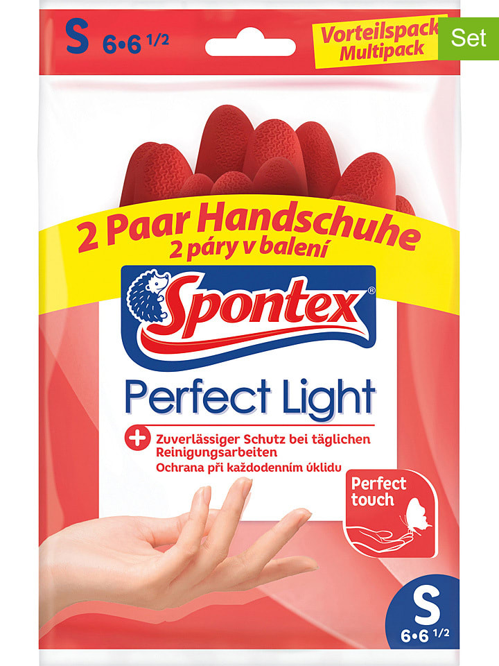 7-delige set: huishoudhandschoenen rood, elk 2 paar