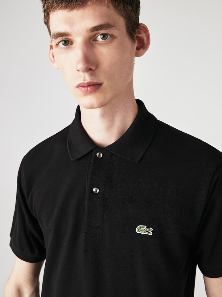 Black lacoste polo sale discount