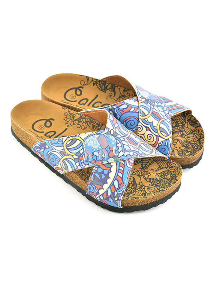 Slippers blauw/meerkleurig