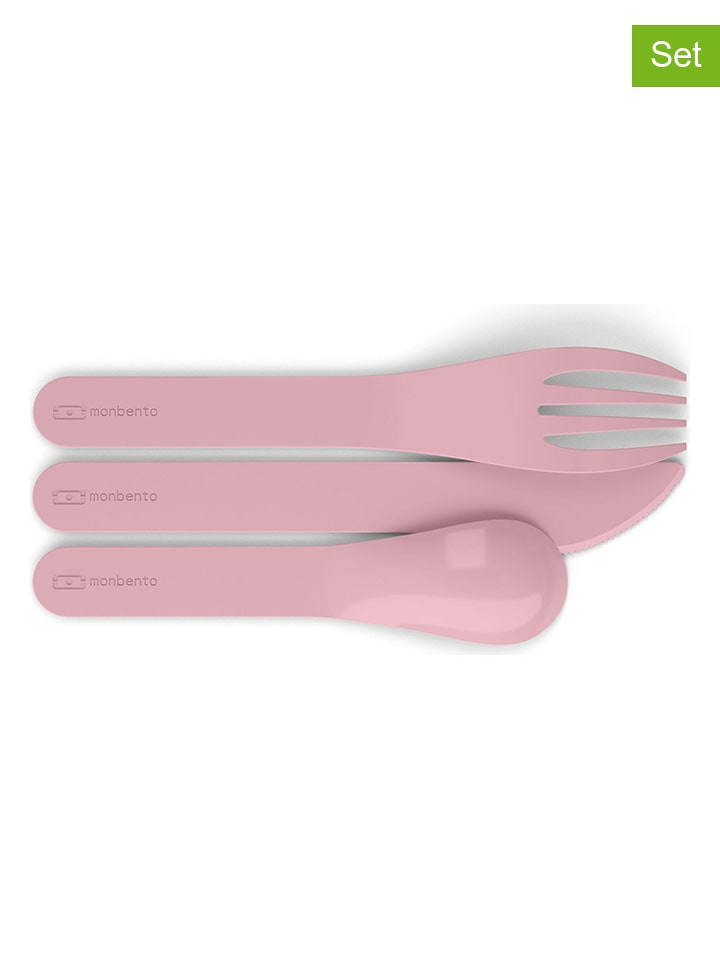 Sztućce podróżne "Pocket" w kolorze różowym - (S)14,7 x (W)1,6 x (G)4,7 cm
