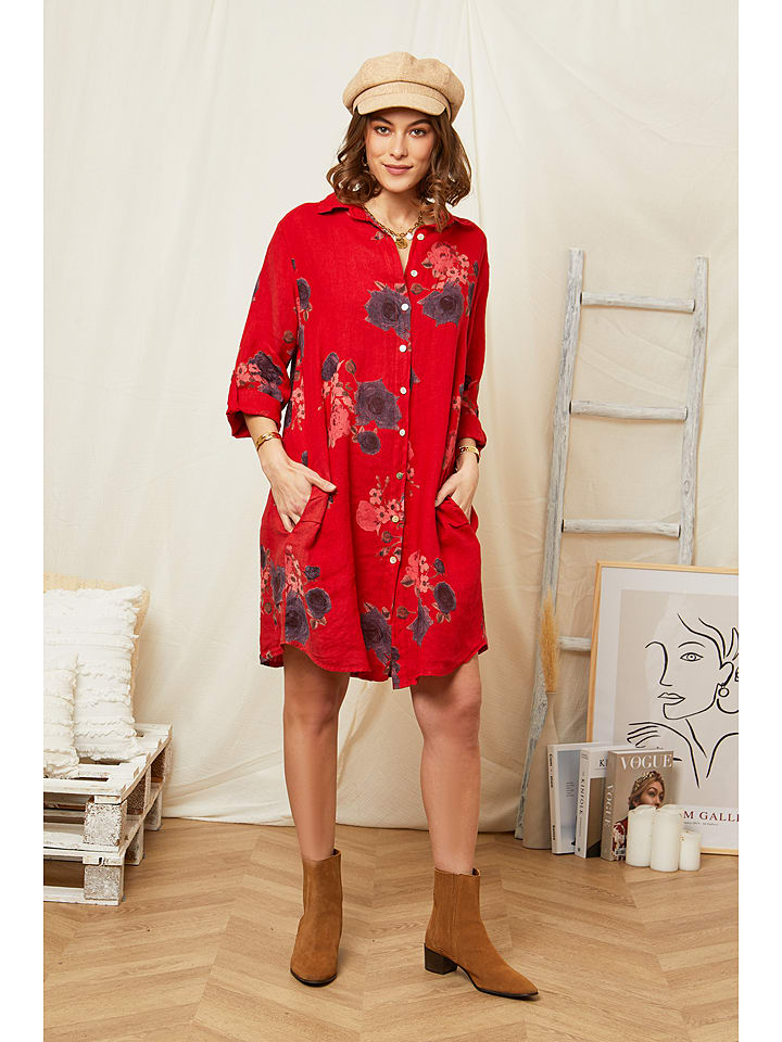 Linnen shop jurk rood