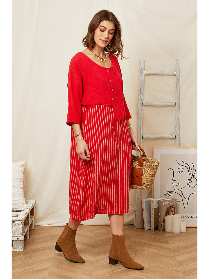 Linnen jurk rood on sale