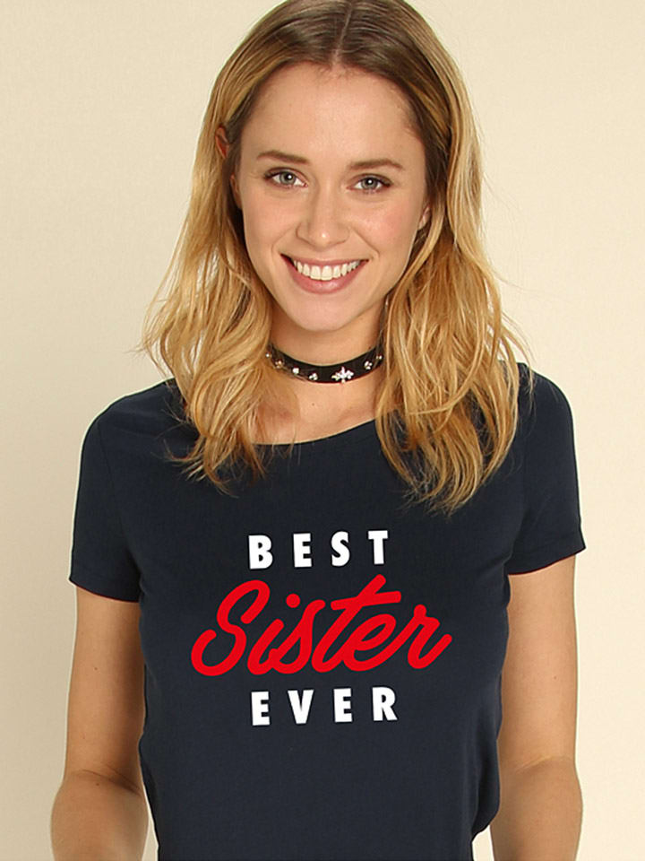 Shirt "Best Sister Ever" donkerblauw