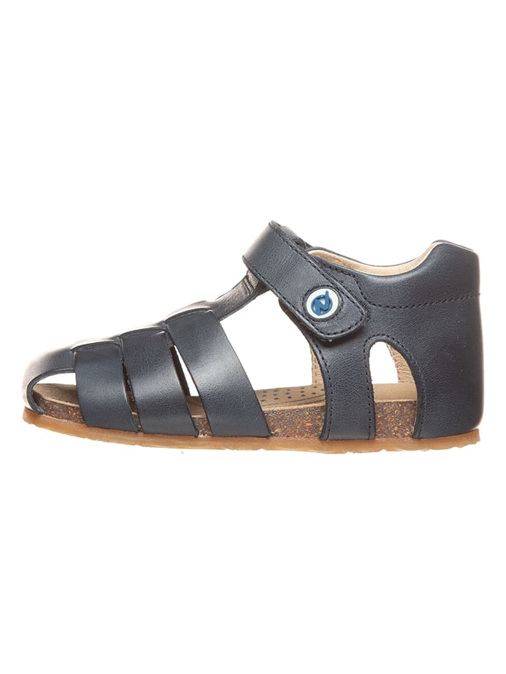 Leder-Halbsandalen in Dunkelblau