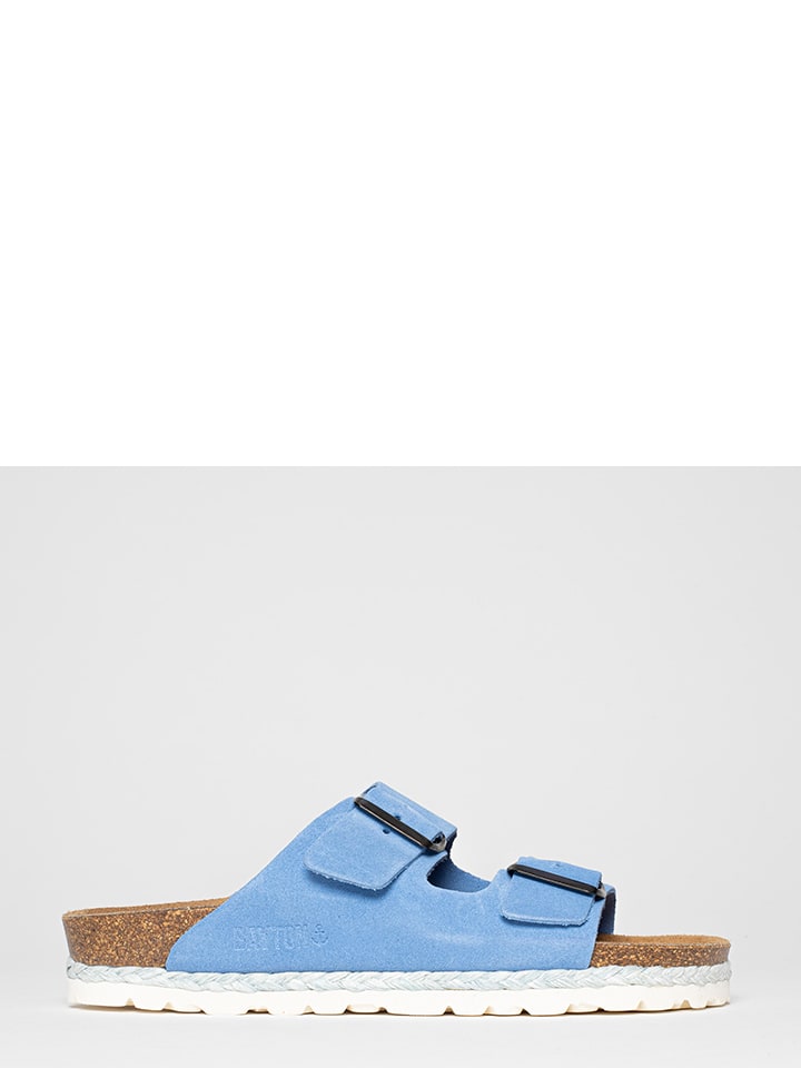 Leder-Pantoletten "Benalla" in Hellblau