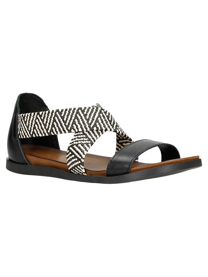 Leder-Sandalen in Schwarz/ Weiß